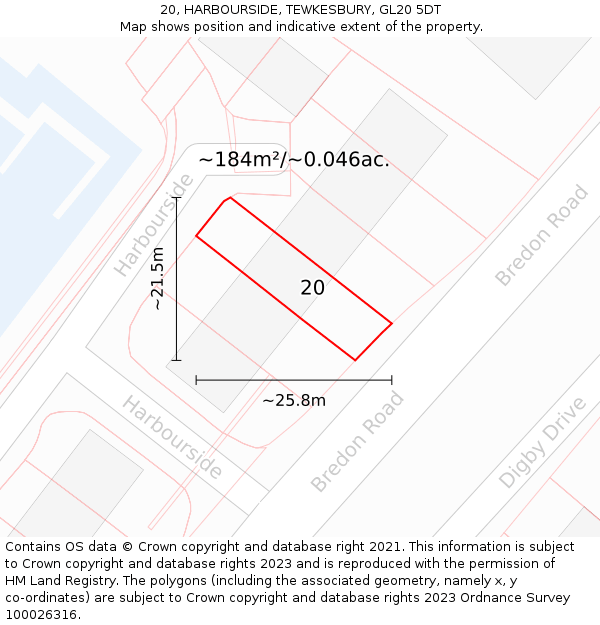 20, HARBOURSIDE, TEWKESBURY, GL20 5DT: Plot and title map