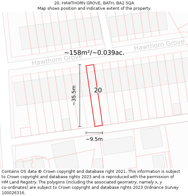 20, HAWTHORN GROVE, BATH, BA2 5QA: Plot and title map