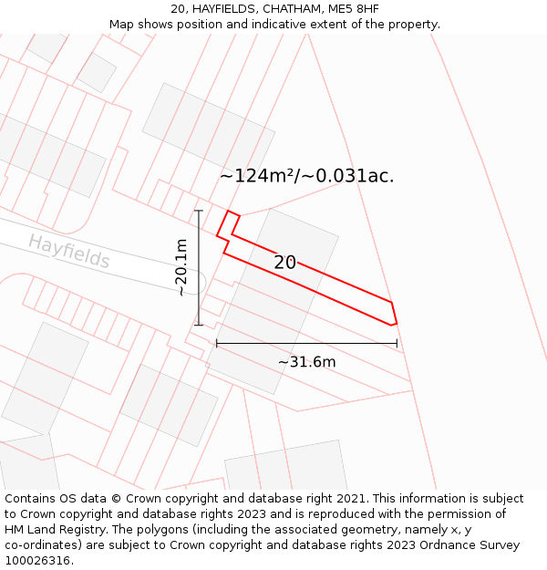 20, HAYFIELDS, CHATHAM, ME5 8HF: Plot and title map