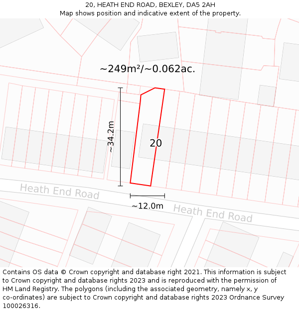 20, HEATH END ROAD, BEXLEY, DA5 2AH: Plot and title map