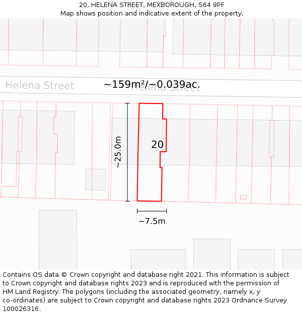 20, HELENA STREET, MEXBOROUGH, S64 9PF: Plot and title map