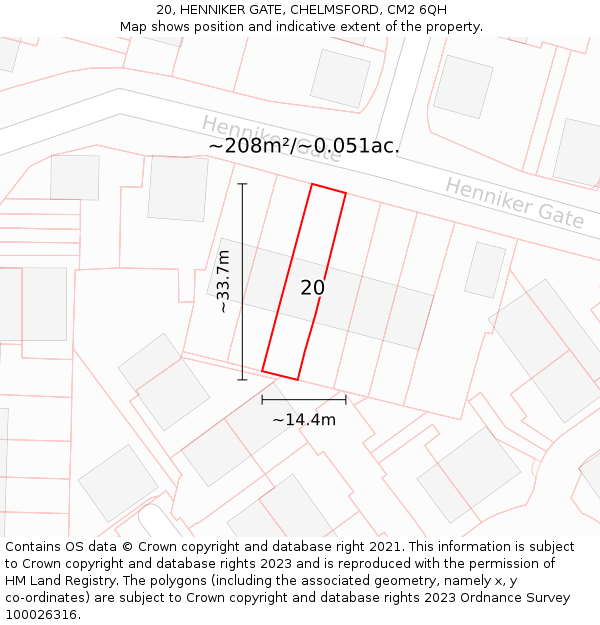 20, HENNIKER GATE, CHELMSFORD, CM2 6QH: Plot and title map