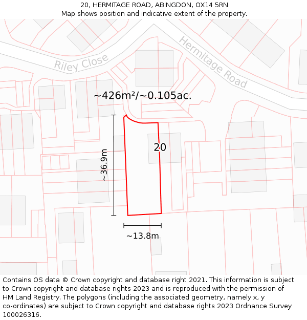 20, HERMITAGE ROAD, ABINGDON, OX14 5RN: Plot and title map