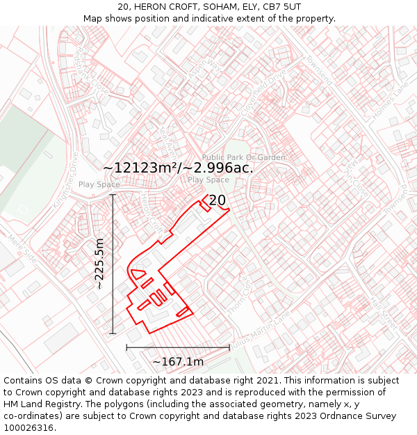 20, HERON CROFT, SOHAM, ELY, CB7 5UT: Plot and title map