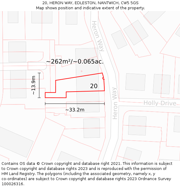 20, HERON WAY, EDLESTON, NANTWICH, CW5 5GS: Plot and title map