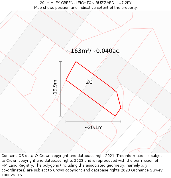 20, HIMLEY GREEN, LEIGHTON BUZZARD, LU7 2PY: Plot and title map
