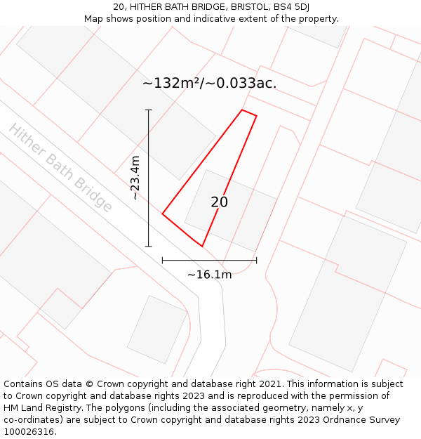20, HITHER BATH BRIDGE, BRISTOL, BS4 5DJ: Plot and title map