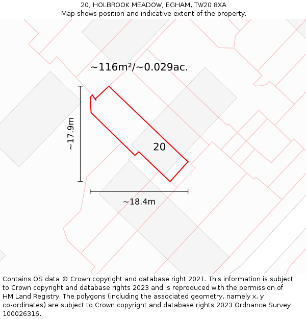 20, HOLBROOK MEADOW, EGHAM, TW20 8XA: Plot and title map