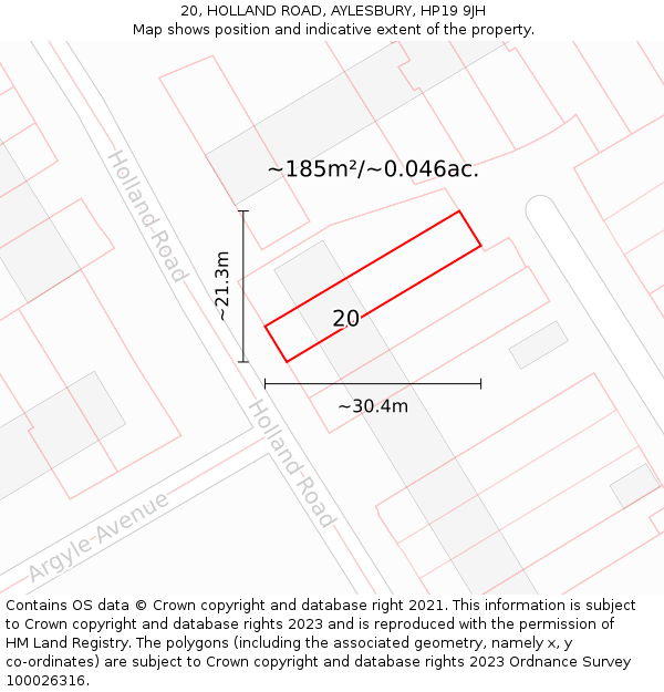 20, HOLLAND ROAD, AYLESBURY, HP19 9JH: Plot and title map