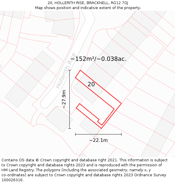 20, HOLLERITH RISE, BRACKNELL, RG12 7GJ: Plot and title map
