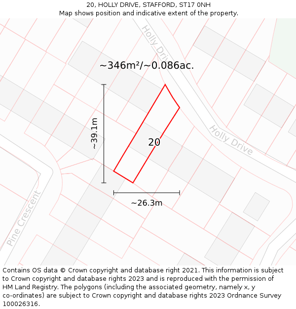 20, HOLLY DRIVE, STAFFORD, ST17 0NH: Plot and title map