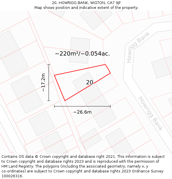 20, HOWRIGG BANK, WIGTON, CA7 9JF: Plot and title map