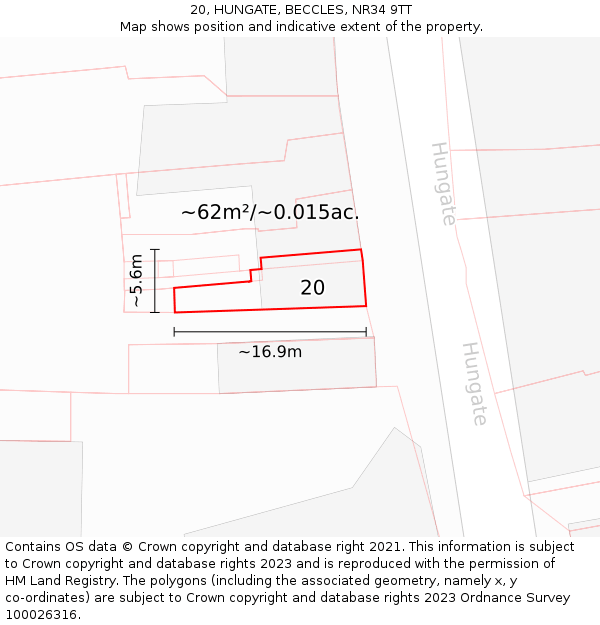 20, HUNGATE, BECCLES, NR34 9TT: Plot and title map