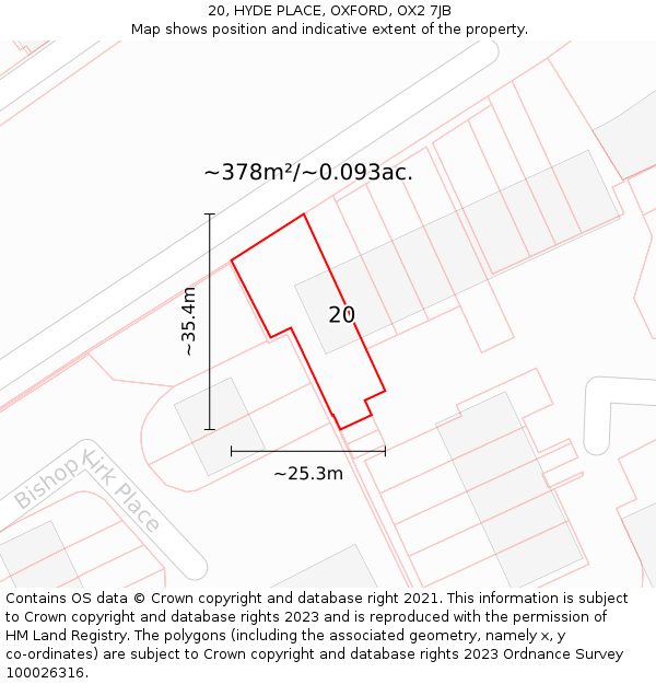 20, HYDE PLACE, OXFORD, OX2 7JB: Plot and title map