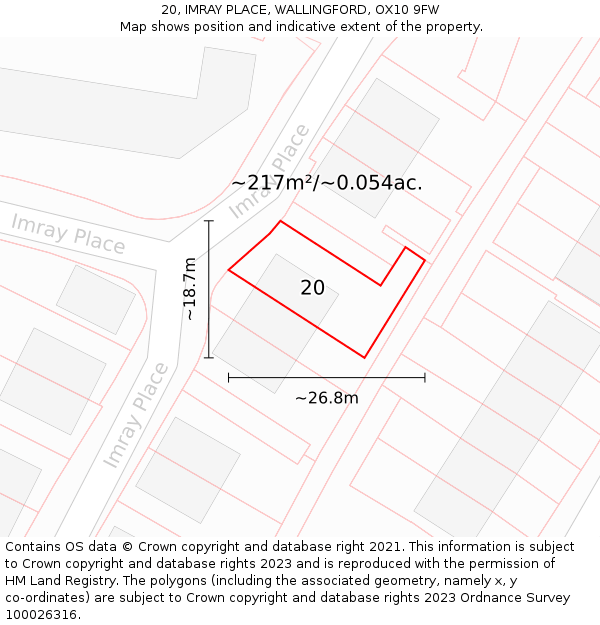 20, IMRAY PLACE, WALLINGFORD, OX10 9FW: Plot and title map