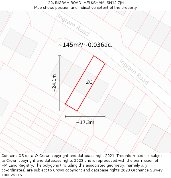 20, INGRAM ROAD, MELKSHAM, SN12 7JH: Plot and title map