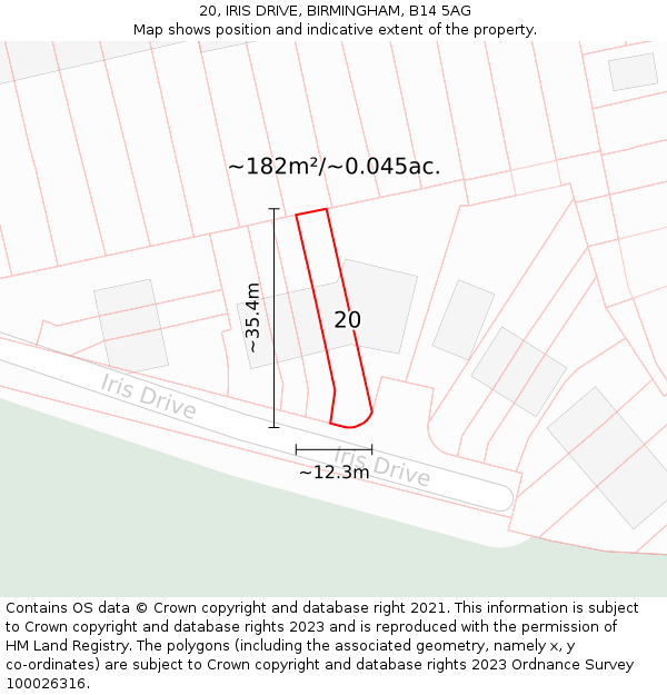 20, IRIS DRIVE, BIRMINGHAM, B14 5AG: Plot and title map