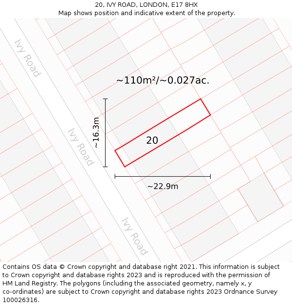 20, IVY ROAD, LONDON, E17 8HX: Plot and title map