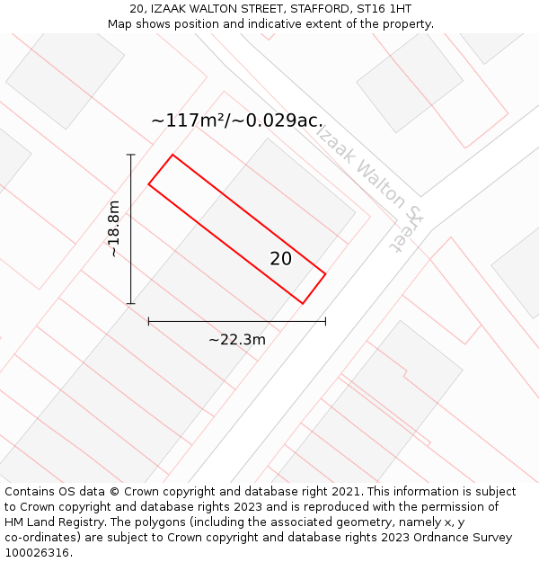 20, IZAAK WALTON STREET, STAFFORD, ST16 1HT: Plot and title map