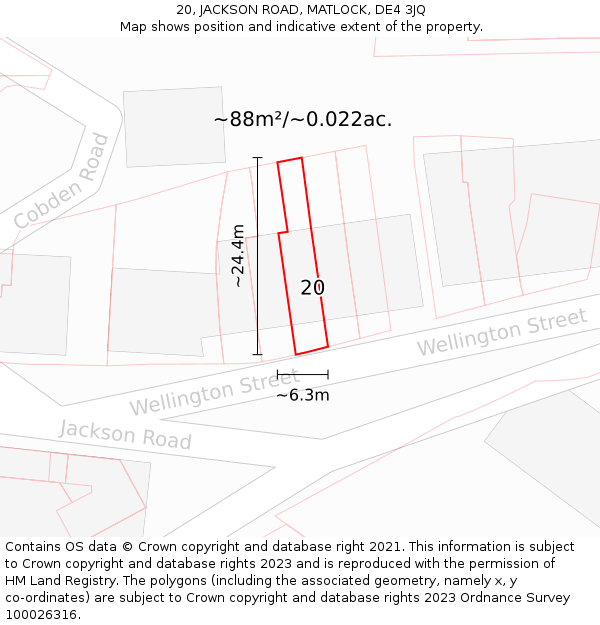 20, JACKSON ROAD, MATLOCK, DE4 3JQ: Plot and title map