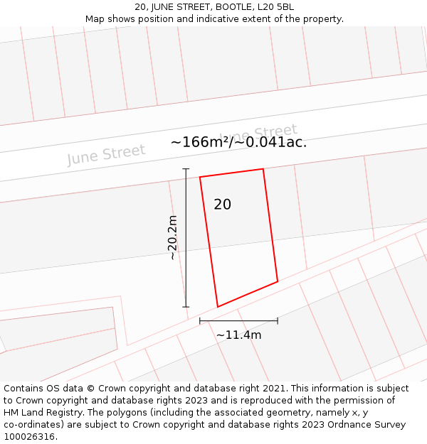 20, JUNE STREET, BOOTLE, L20 5BL: Plot and title map