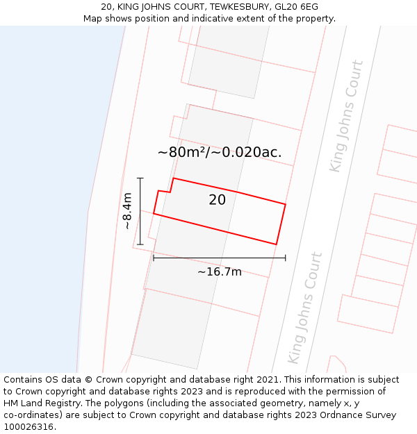 20, KING JOHNS COURT, TEWKESBURY, GL20 6EG: Plot and title map