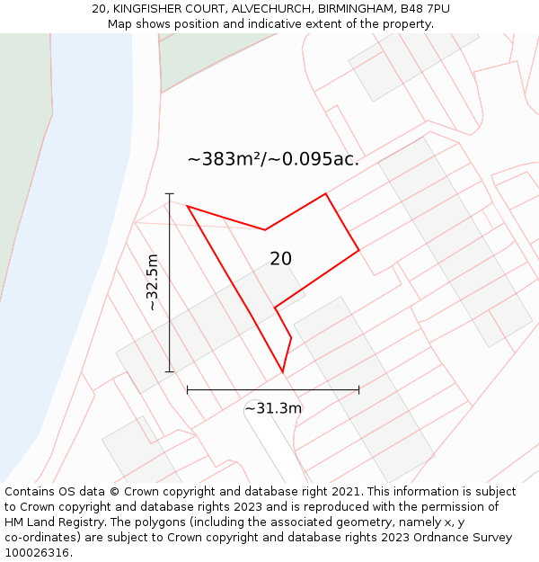 20, KINGFISHER COURT, ALVECHURCH, BIRMINGHAM, B48 7PU: Plot and title map