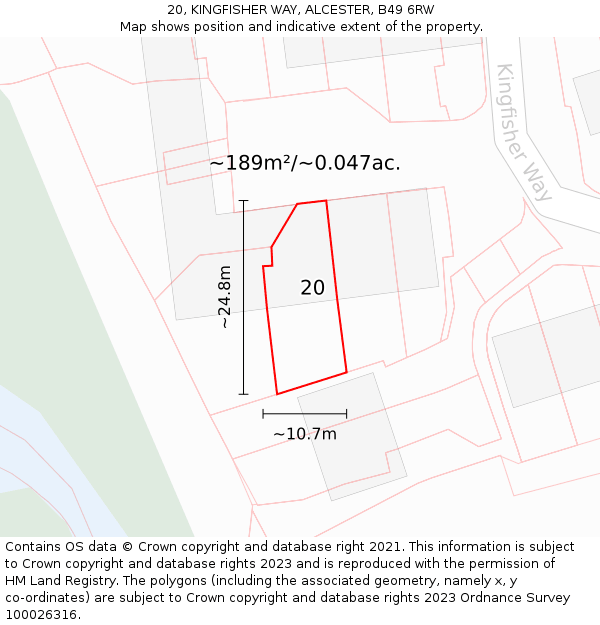 20, KINGFISHER WAY, ALCESTER, B49 6RW: Plot and title map
