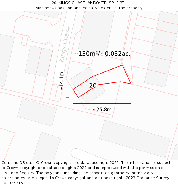 20, KINGS CHASE, ANDOVER, SP10 3TH: Plot and title map