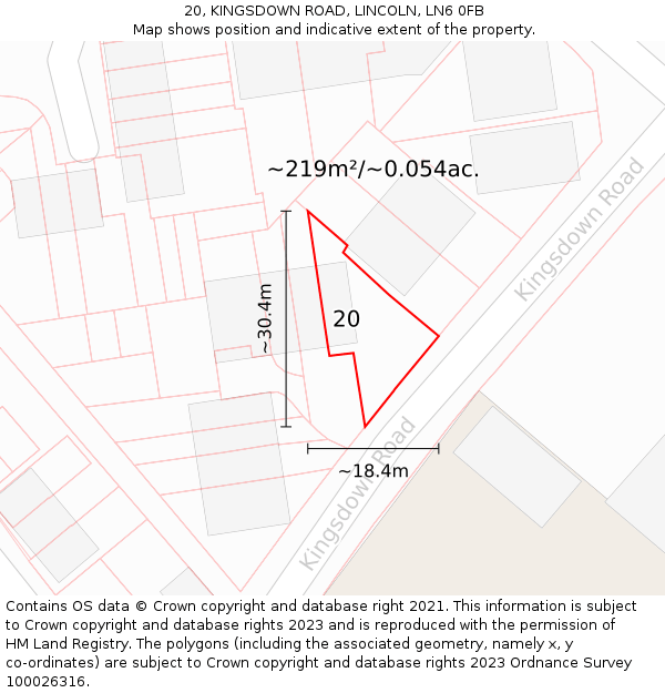 20, KINGSDOWN ROAD, LINCOLN, LN6 0FB: Plot and title map