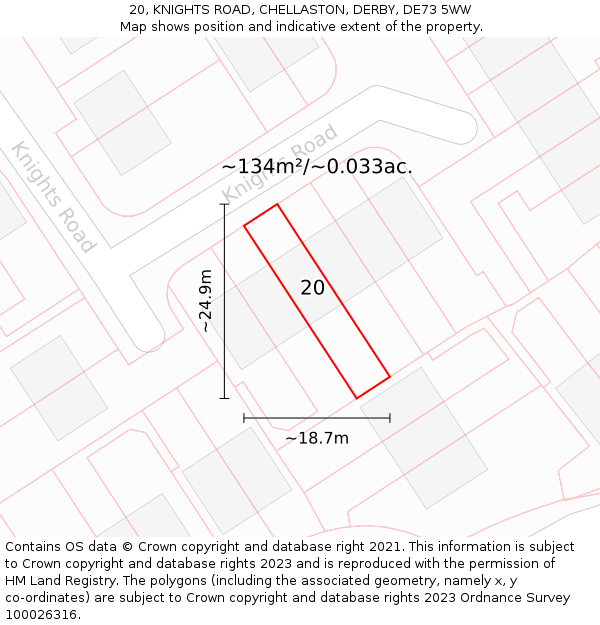 20, KNIGHTS ROAD, CHELLASTON, DERBY, DE73 5WW: Plot and title map