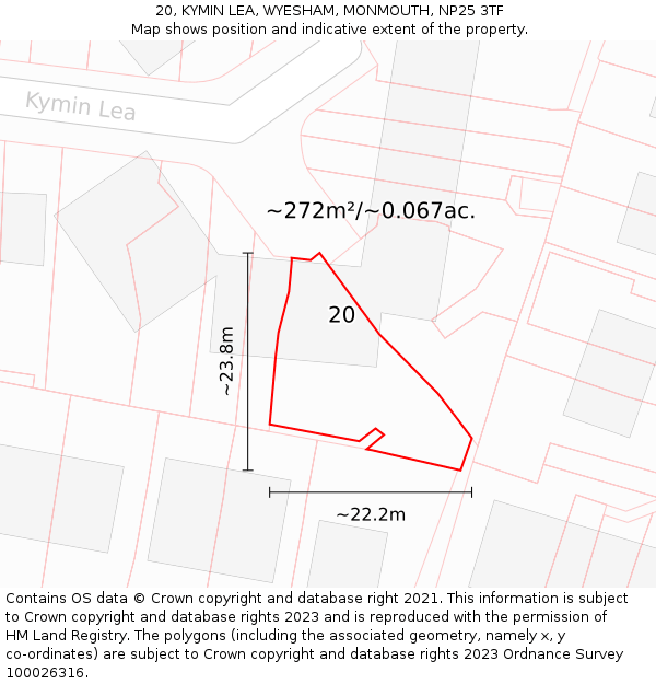 20, KYMIN LEA, WYESHAM, MONMOUTH, NP25 3TF: Plot and title map