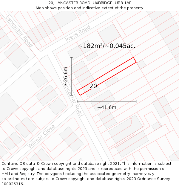 20, LANCASTER ROAD, UXBRIDGE, UB8 1AP: Plot and title map