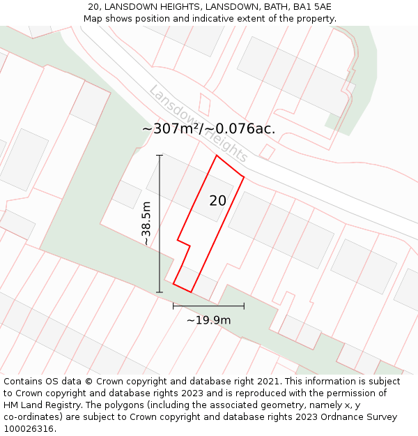20, LANSDOWN HEIGHTS, LANSDOWN, BATH, BA1 5AE: Plot and title map
