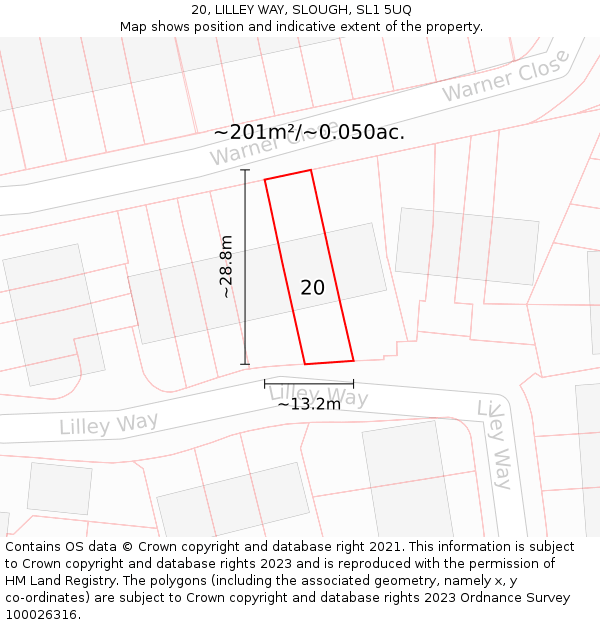 20, LILLEY WAY, SLOUGH, SL1 5UQ: Plot and title map