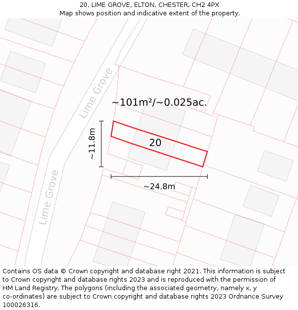 20, LIME GROVE, ELTON, CHESTER, CH2 4PX: Plot and title map