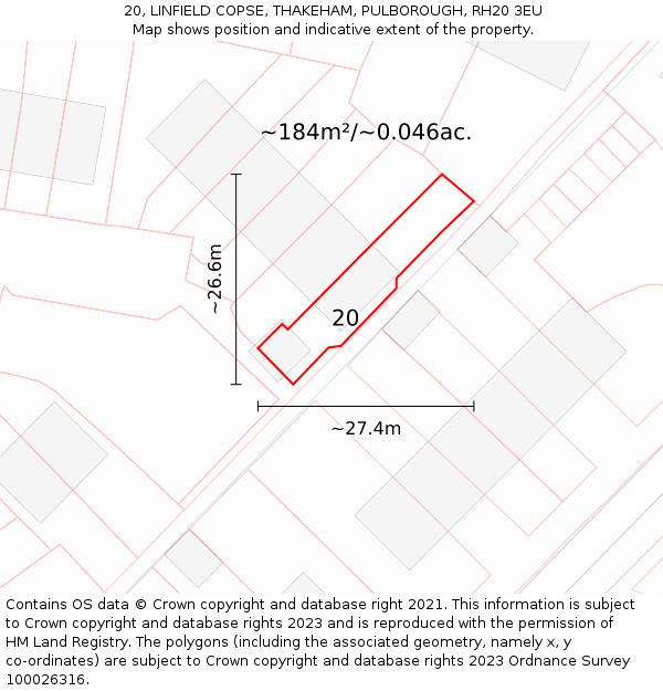 20, LINFIELD COPSE, THAKEHAM, PULBOROUGH, RH20 3EU: Plot and title map