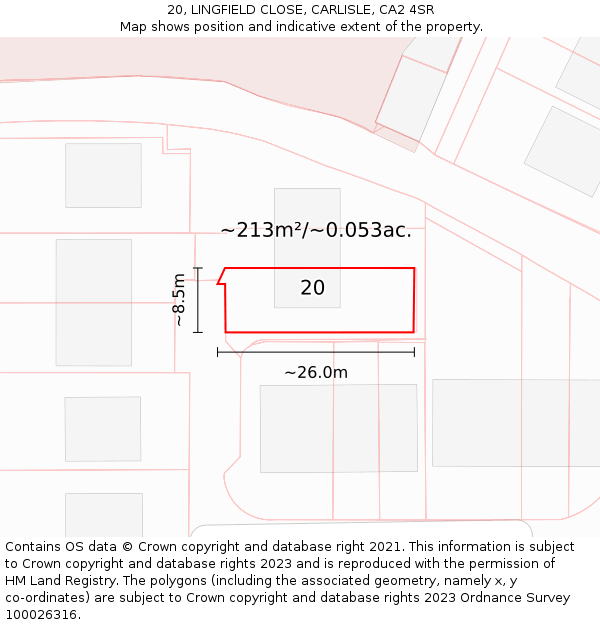 20, LINGFIELD CLOSE, CARLISLE, CA2 4SR: Plot and title map