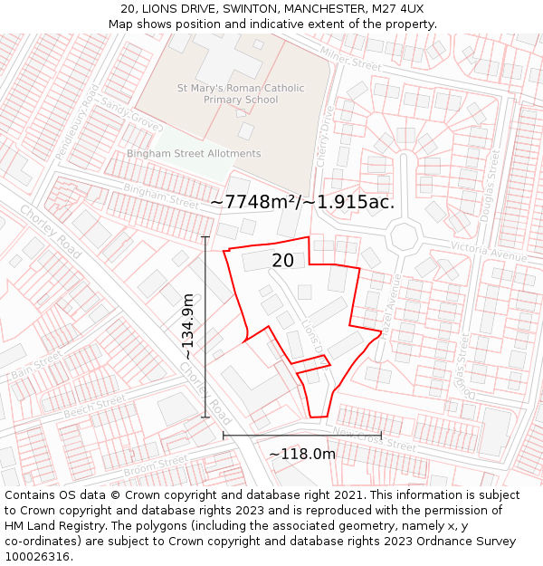 20, LIONS DRIVE, SWINTON, MANCHESTER, M27 4UX: Plot and title map