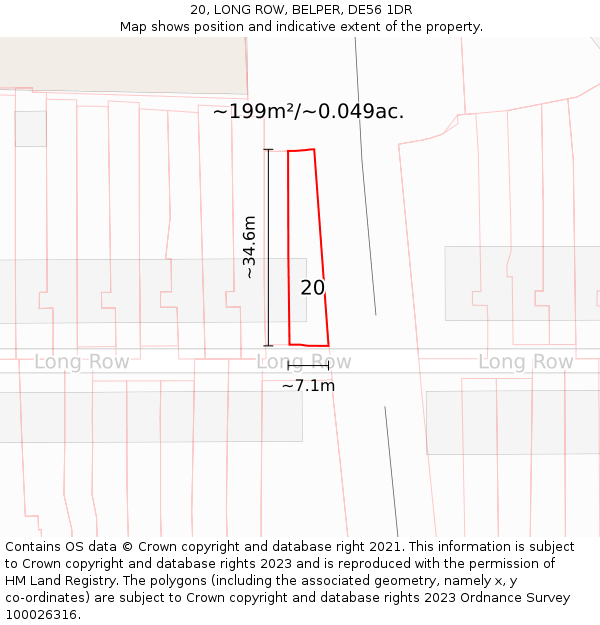20, LONG ROW, BELPER, DE56 1DR: Plot and title map