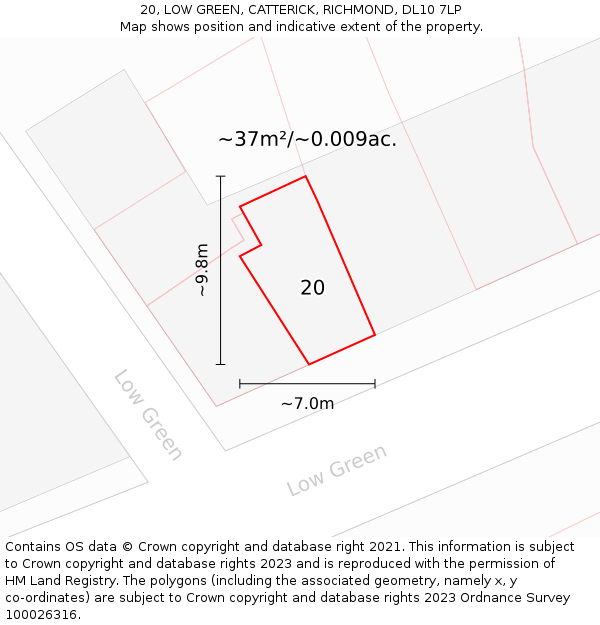 20, LOW GREEN, CATTERICK, RICHMOND, DL10 7LP: Plot and title map