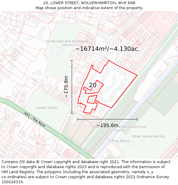 20, LOWER STREET, WOLVERHAMPTON, WV6 9AB: Plot and title map