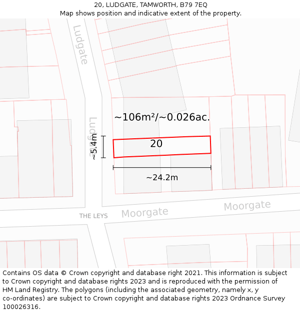 20, LUDGATE, TAMWORTH, B79 7EQ: Plot and title map