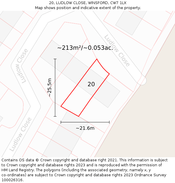 20, LUDLOW CLOSE, WINSFORD, CW7 1LX: Plot and title map