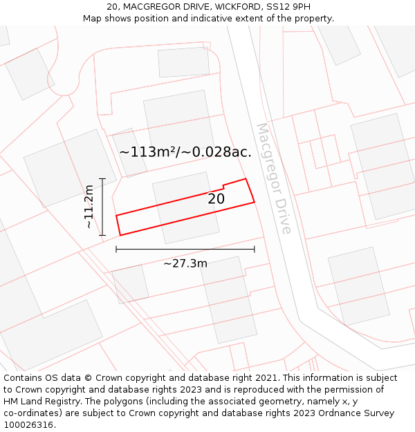 20, MACGREGOR DRIVE, WICKFORD, SS12 9PH: Plot and title map