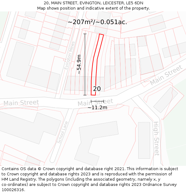 20, MAIN STREET, EVINGTON, LEICESTER, LE5 6DN: Plot and title map
