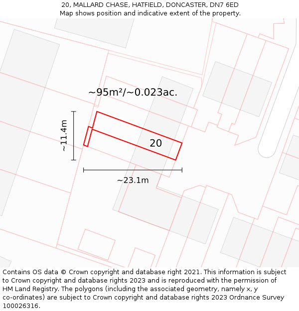 20, MALLARD CHASE, HATFIELD, DONCASTER, DN7 6ED: Plot and title map