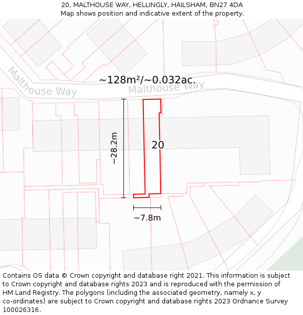 20, MALTHOUSE WAY, HELLINGLY, HAILSHAM, BN27 4DA: Plot and title map