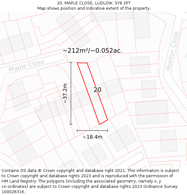 20, MAPLE CLOSE, LUDLOW, SY8 2PT: Plot and title map