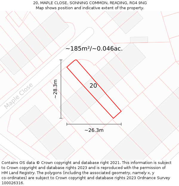 20, MAPLE CLOSE, SONNING COMMON, READING, RG4 9NG: Plot and title map